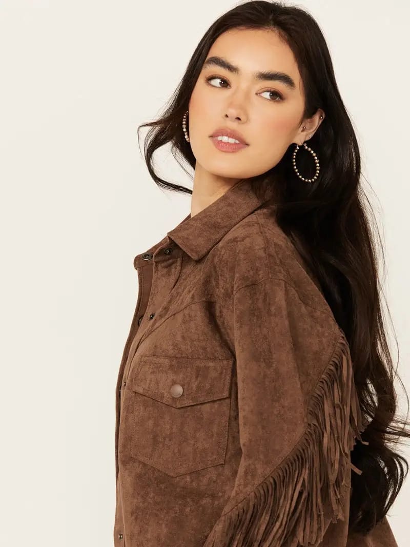 Women’s Brown Suede Fringe Jacket